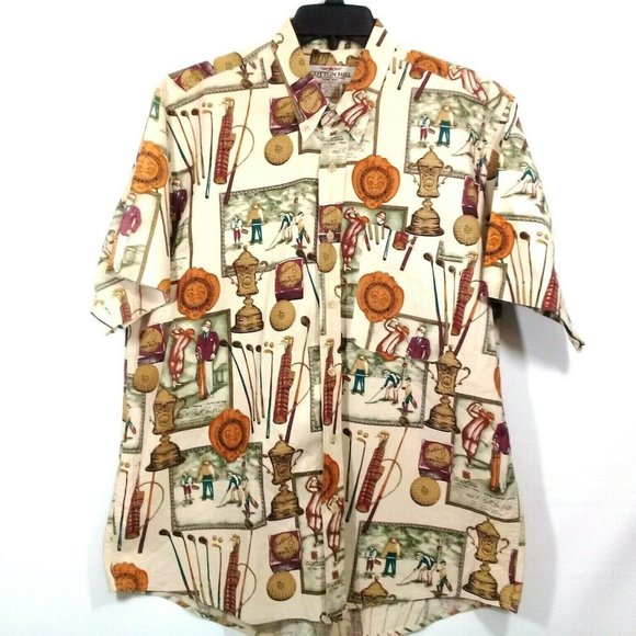Bundle "3 x $20"  Cotton Mill Men's GOLF Theme Short Sleeve 100% Cotton Shirt L - Picture 1 of 7
